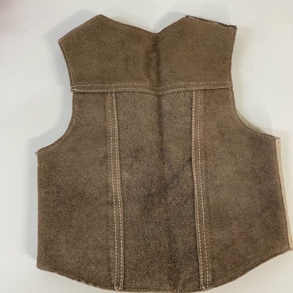 Vintage Suede Patchwork Vest Shearling Boys/Girls 8 - Picture 2 of 12